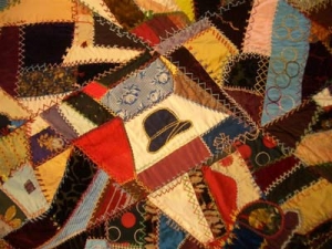 Victorian crazy quilt that once belonged to Ginger Rogers