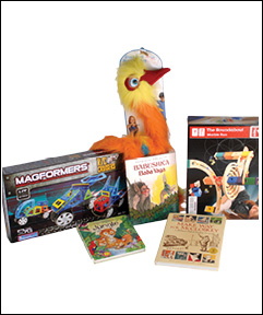 SCHEFFEL'S TOYS-ind the perfect gift for kids of all ages…games, educational toys, dolls, puppets, trains, cars, plus a delightful selection of children’s books including “Patricia Polacco.”