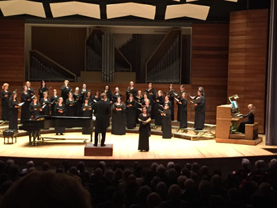 Soprano Amanda Gerig singing solo during Kyrie movement of Gabriel Fauré’s Messe Basse with the Southern Oregon Repertory Singers, directed by Dr. Paul French, in The Passing of Time concert at S.O.U. Recital Hall, Ashland, OR on Feb. 8, 2015