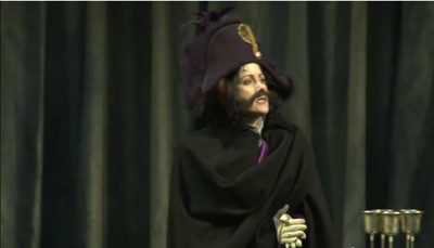 Noirtier (Robin Goodrin Nordill), sister of the Royal prosecutor, in male disguise in Act 1 of OSF’s The Count of Monte Cristo.