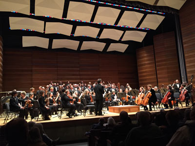 Rogue Valley Symphony, Southern Oregon Repertory Singers & SOU Chamber Choir fill the stage at Gala Celebration Concert commemorating the opening of the Oregon Center For The Arts at Southern Oregon University at SOU Music Recital Hall on Nov. 15, 2014.