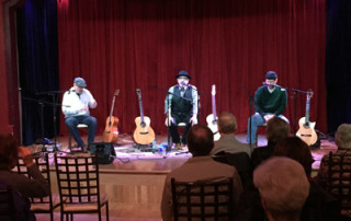 American Guitar Masters performers Peter Janson, Steve Davison and Larry Pattis on stage during concert at Imperial Event Center in Medford, OR on Jan. 5, 2015