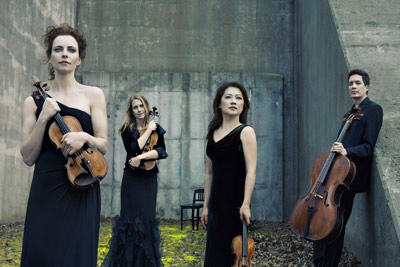 Daedalus Quartet-violinist Matilda Kaul, violist Jessica Thompson, violinist Min-Young Kim, and cellist Thomas