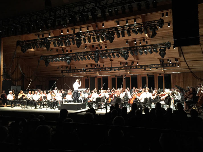 Maestro Teddy Abrams leads the Britt Orchestra in a performance of Igor Stravinsky's The Rite of Spring on the Second Night of the Britt Classical Festival, on August 1, 2015 at Jacksonville, OR.